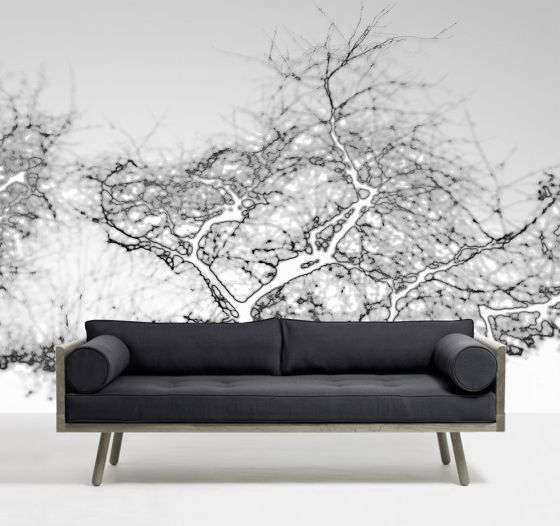 Luxusní vliesová tapeta „Gray trees” z kolekce Beton story