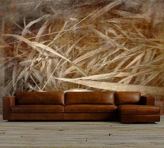 Luxusní vliesová tapeta „Grass in brown“