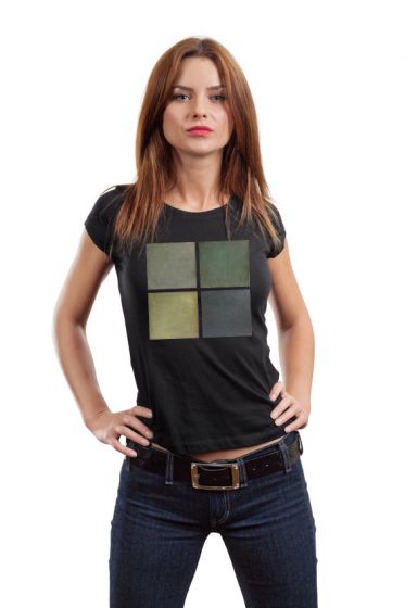 Designové dámské tričko s potiskem ,,Čtverce v zelené,,