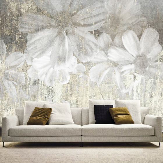 Luxusní vliesová tapeta „White flowers“