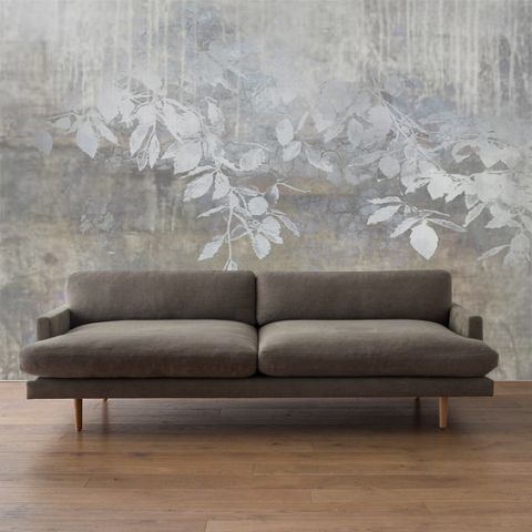 Luxusní vliesová tapeta „Gray leaves“